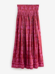 Rood/roze - Glanzende satijnen geplooide maxirok met print - Image 6 of 8