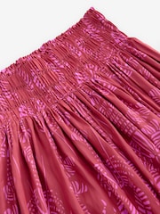 Rood/roze - Glanzende satijnen geplooide maxirok met print - Image 7 of 8