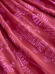 Rood/roze - Glanzende satijnen geplooide maxirok met print - Image 8 of 8