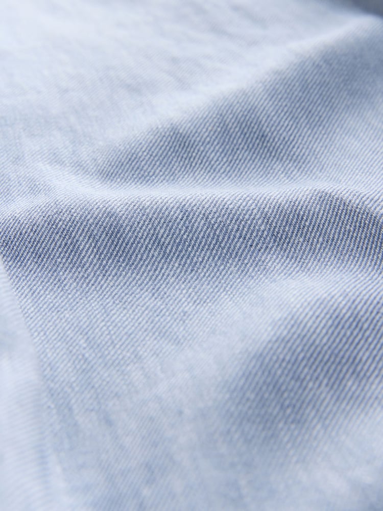 Bleu - Pantalon de travail texturé à dos élastique riche en lin - Image 7 of 8