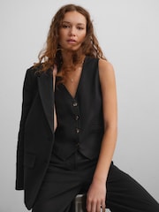 Noir - Gilet boutonné Avec Lin - Image 4 de 9