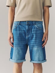 Mid Blue Denim 100% Cotton Shorts - Image 1 of 8