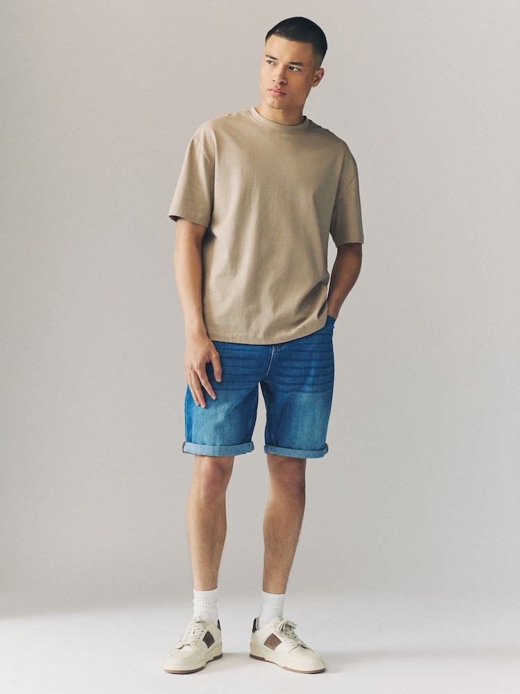 Mid Blue Denim 100% Cotton Shorts - Image 2 of 8