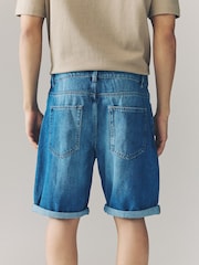Mid Blue Denim 100% Cotton Shorts - Image 3 of 8