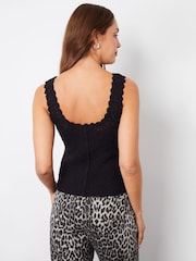 Threadbare Black Mock Button Down Crochet Knitted Vest - Image 2 of 4