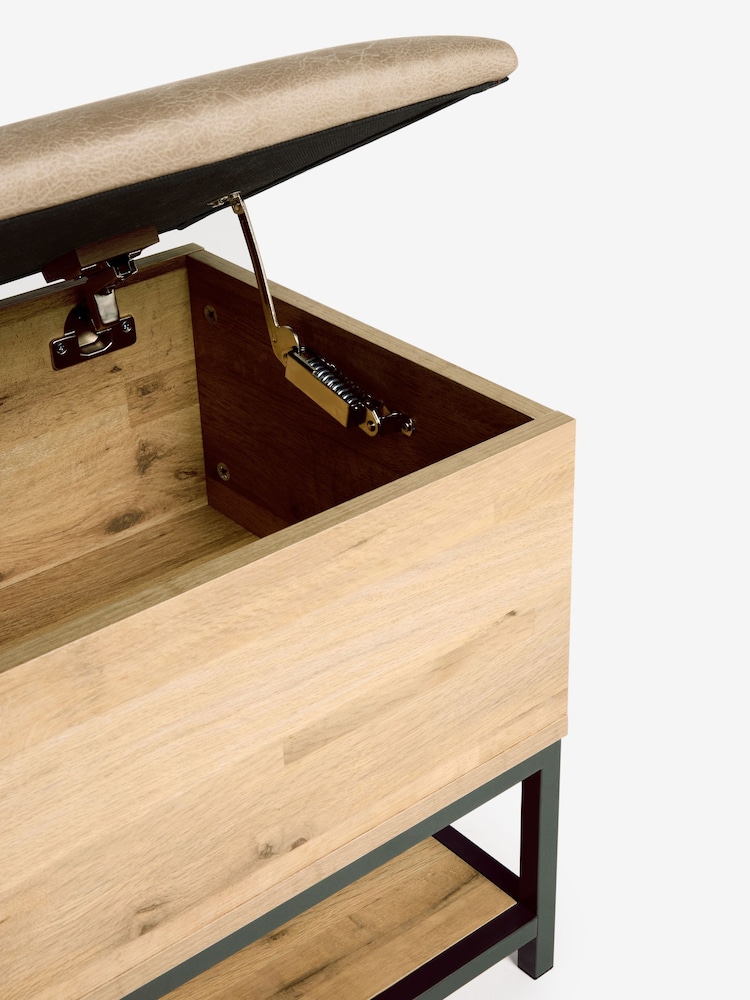 Light Oak Effect Bronx Storage Ottoman Bench - Image 9 of 11
