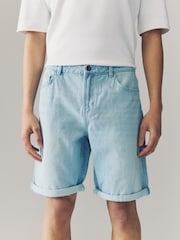 Denim Bleach Wash 100% Cotton Shorts - Image 1 of 9