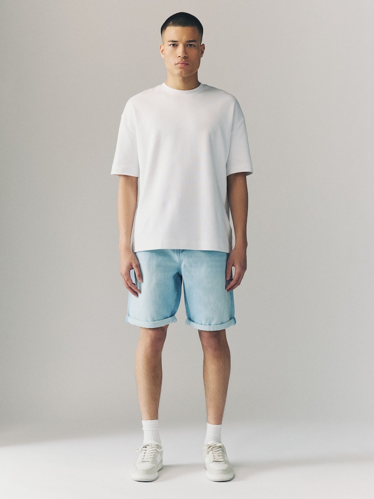 Denim Bleach Wash 100% Cotton Shorts - Image 2 of 9