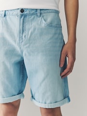 Denim Bleach Wash 100% Cotton Shorts - Image 5 of 9