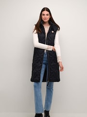 Cream Blue Gaiagro Long Quilted Hood Waistcoat - Image 3 of 4