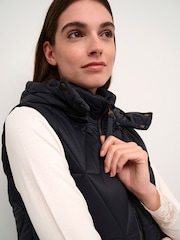 Cream Blue Gaiagro Long Quilted Hood Waistcoat - Image 4 of 4