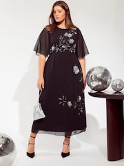 Friends Like These Black Curve Embellished Midi Dress - Image 1 of 4