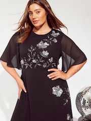 Friends Like These Black Curve Embellished Midi Dress - Image 2 of 4