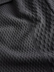 Negru proiectat - Cuban Guler Textured Jersey Mânecă scurtă Cămăși - Imaginea 7 din 7