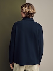 Marineblau/blau - Langärmeliges Poloshirt aus 100 % Baumwolle mit Waffelstruktur - Bild 3 von 7
