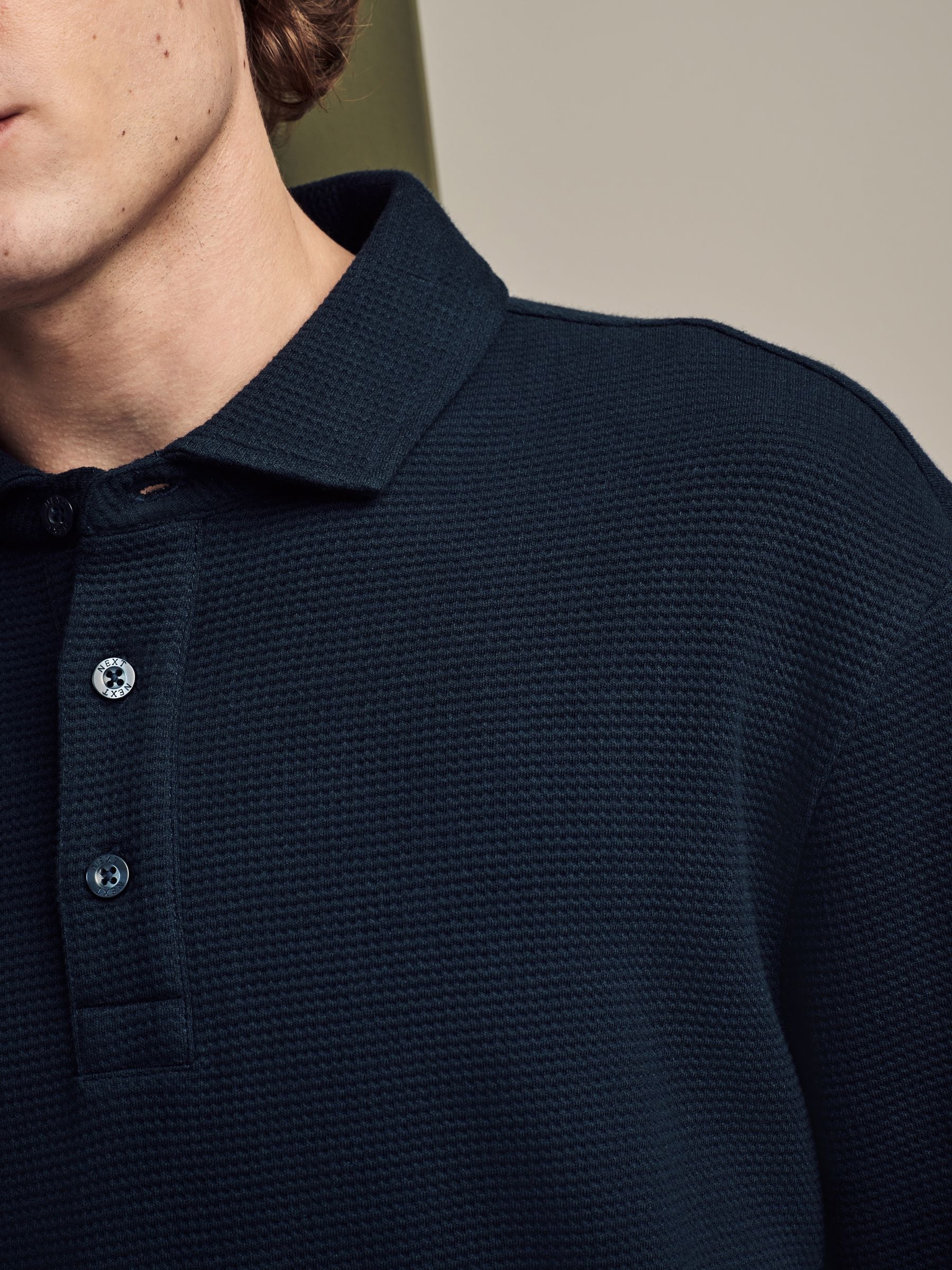 トップス is-ness KNITTED BIG POLO NAVY is-ness (イズネス) KNITTED BIG POLO / ニットビッグポロ