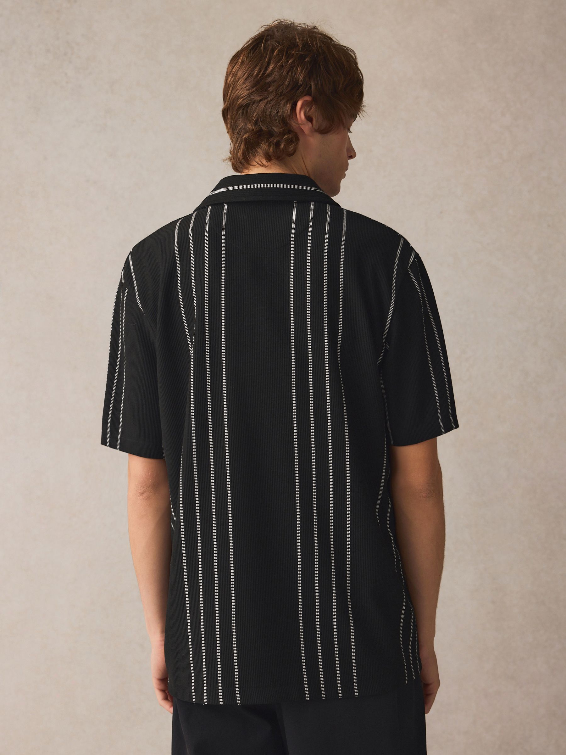 Buy Black Textured Stripe Jersey Shirt from Next USA