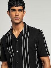 Black Textured Stripe Jersey Shirt - Image 5 of 5