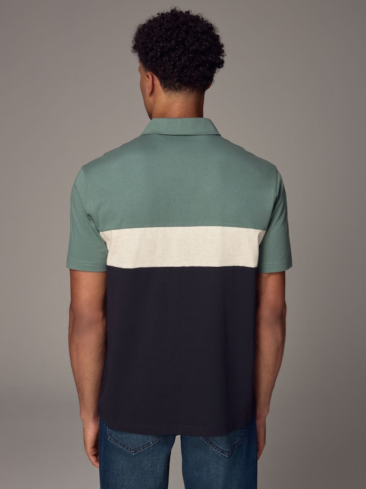 vert foncé - 100% Coton Manches courtes Polo bloc boutonné - Image 2 of 8