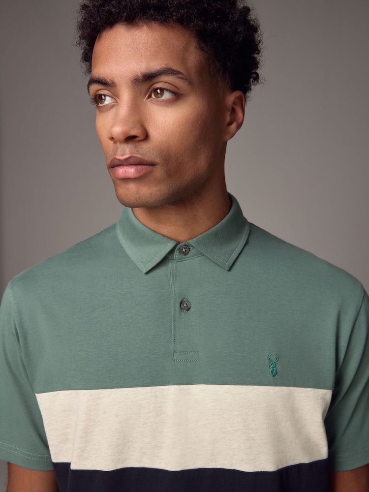 vert foncé - 100% Coton Manches courtes Polo bloc boutonné - Image 4 of 8