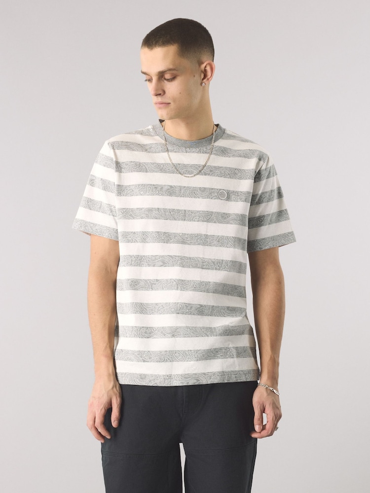 Pretty Green Eclipse Paisley Stripe T-Shirt - Image 1 of 4