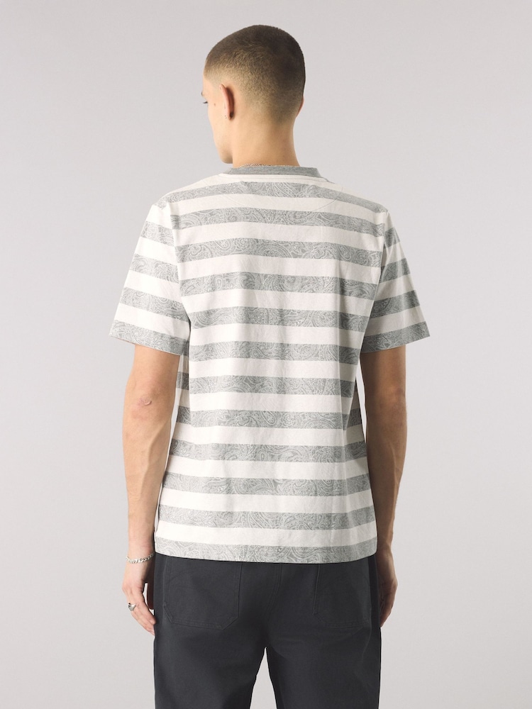 Pretty Green Eclipse Paisley Stripe T-Shirt - Image 2 of 4
