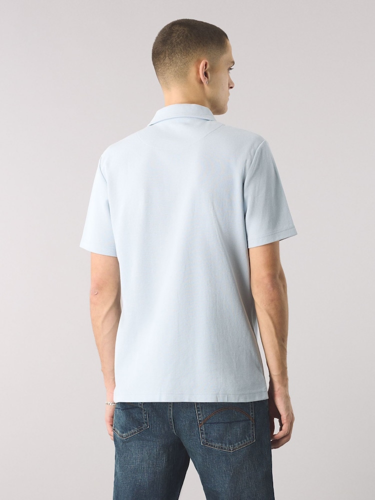 أزرق - Pretty Green Islington SS Zip Polo Shirt - صورة 2 من 4