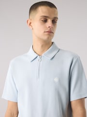 أزرق - Pretty Green Islington SS Zip Polo Shirt - صورة 3 من 4