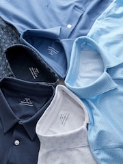 Blue Geo / Blue Plains Regular Fit Short Sleeve Jersey Polo Shirts 5 Pack - Image 2 of 14