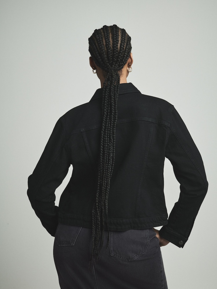 Zwart - Fuller Bust Fitted Denim Jacket - Image 3 of 6
