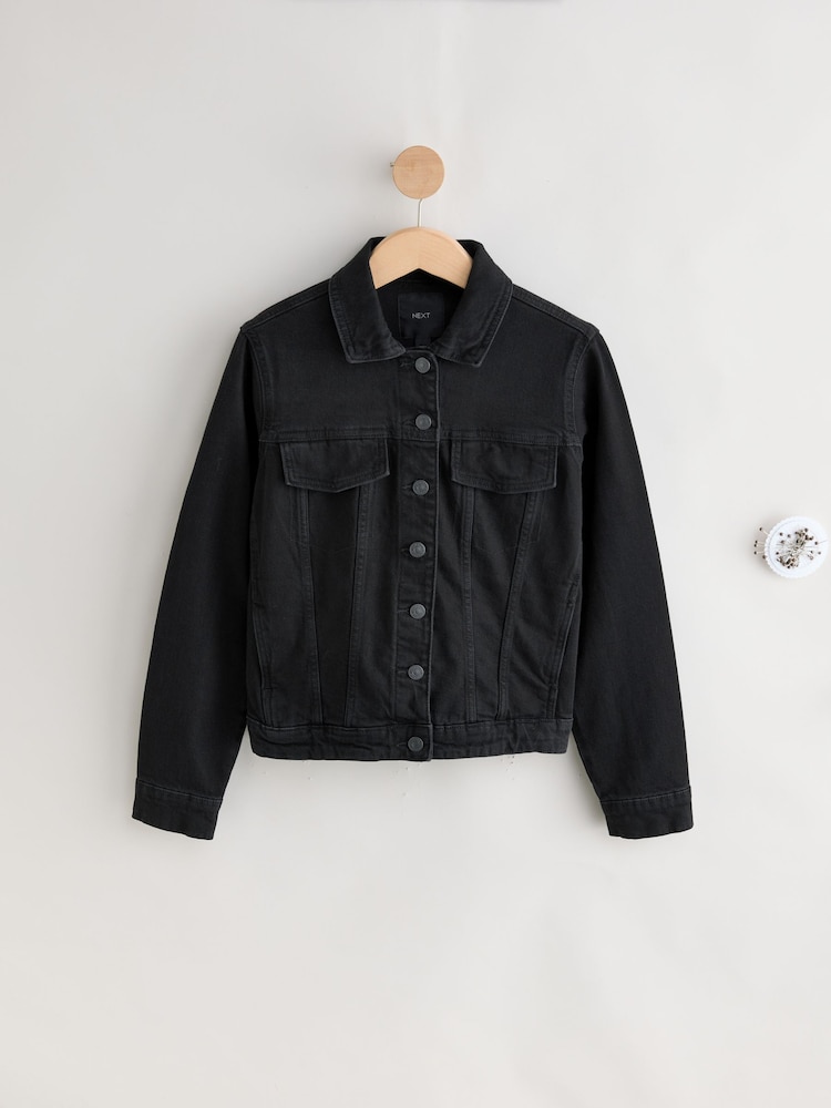 Zwart - Fuller Bust Fitted Denim Jacket - Image 4 of 6