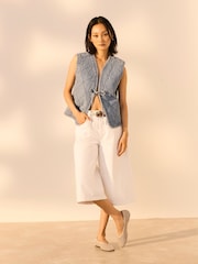 Indigo Blue 100% Cotton Quilted Denim Gilet - Image 2 of 8