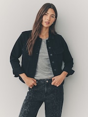 Black Fitted Denim Jacket - Image 1 of 5
