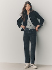 Black Fitted Denim Jacket - Image 2 of 5