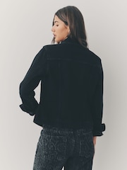 Black Fitted Denim Jacket - Image 4 of 5