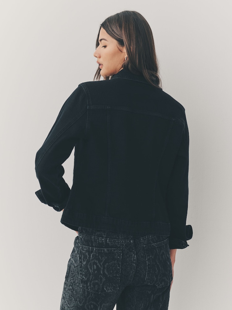 Zwart - Aansluitend denim jack - Image 4 of 5