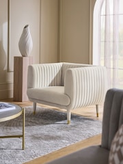 Soft Velvet Pebble Natural Evie Accent Chair - Image 1 of 9