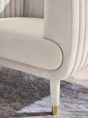 Soft Velvet Pebble Natural Evie Accent Chair - Image 2 of 9