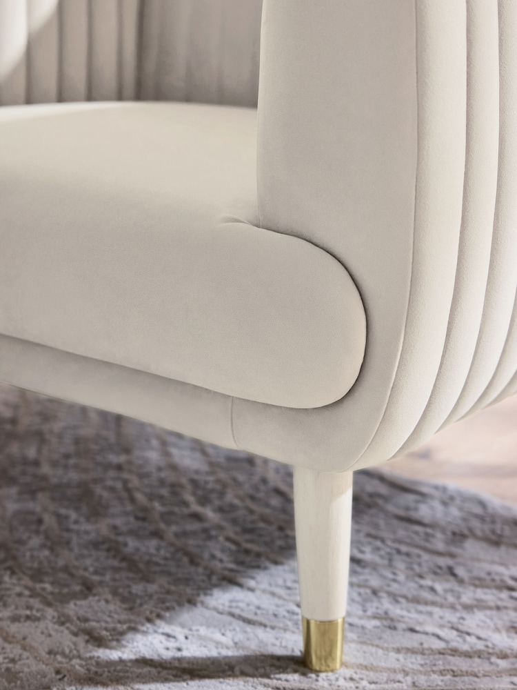 Soft Velvet Pebble Natural Evie Accent Chair - Image 2 of 9