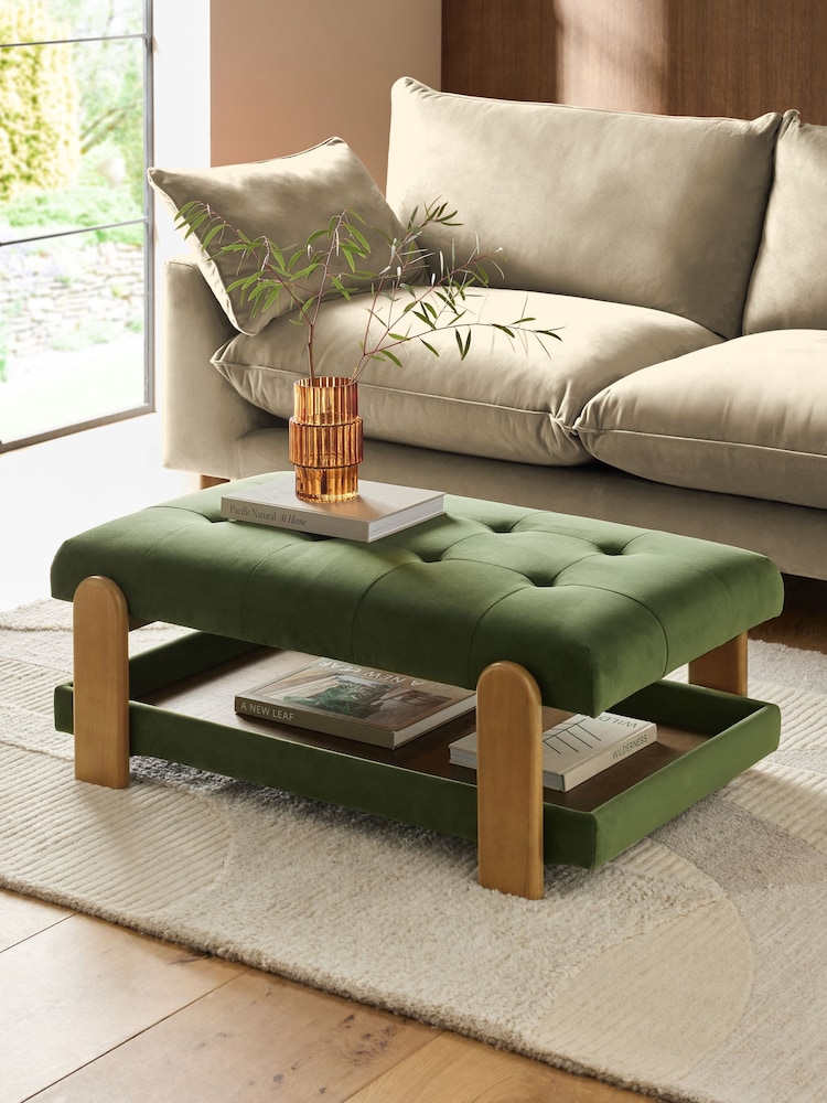 Soft Velvet Olive Green Beaumont Coffee Table - Image 1 of 7