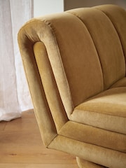 Relaxed Chenille Dark Ochre Yellow Hoxton Swivel Accent Chair - Image 2 of 9