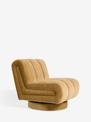 Relaxed Chenille Dark Ochre Yellow Hoxton Swivel Accent Chair - Image 3 of 9