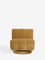 Relaxed Chenille Dark Ochre Yellow Hoxton Swivel Accent Chair - Image 6 of 9