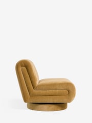 Relaxed Chenille Dark Ochre Yellow Hoxton Swivel Accent Chair - Image 7 of 9