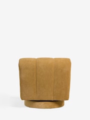 Relaxed Chenille Dark Ochre Yellow Hoxton Swivel Accent Chair - Image 8 of 9