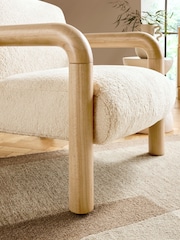 Teddy Shearling Natural Zander Accent Chair with Solid Wood Arms - Image 2 of 9