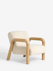 Teddy Shearling Natural Zander Accent Chair with Solid Wood Arms - Image 3 of 9