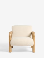 Teddy Shearling Natural Zander Accent Chair with Solid Wood Arms - Image 6 of 9