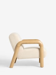 Teddy Shearling Natural Zander Accent Chair with Solid Wood Arms - Image 7 of 9