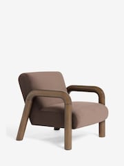 Soft Velvet Chocolate Brown Zander Accent Chair with Solid Wood Arms - Image 3 of 8